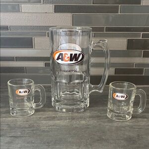 A&W Clear Glass Large Beer Mug and Shot Glasses Set